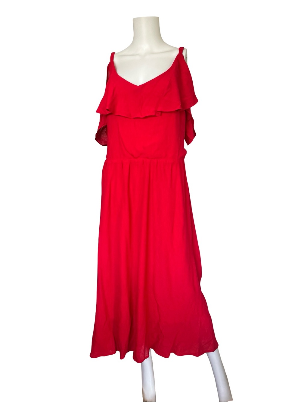 NEW City Chic Red Maxi Dress Romantic Cold Shoulder Holiday Womens Size XXL
